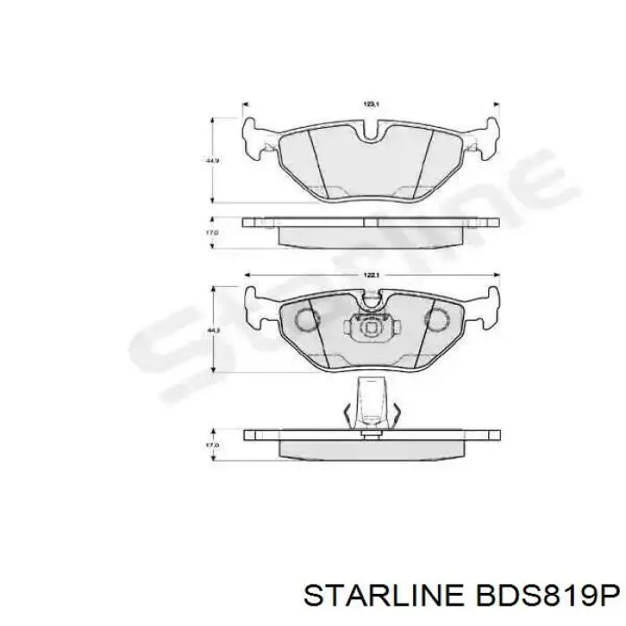 Купити BDS819P Starline Колодки гальмівні передні, дискові