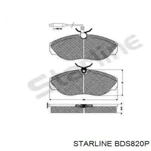BDS820P Starline колодки гальмівні передні, дискові