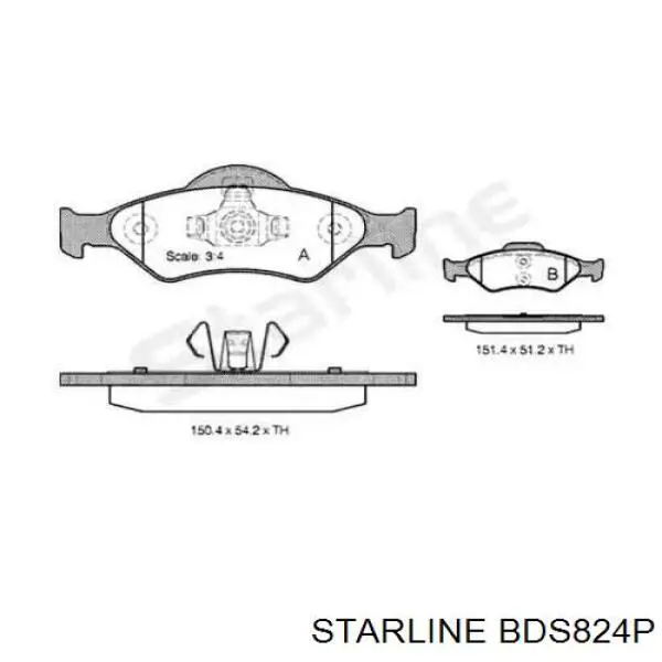 Купити BDS824P Starline Колодки гальмівні передні, дискові