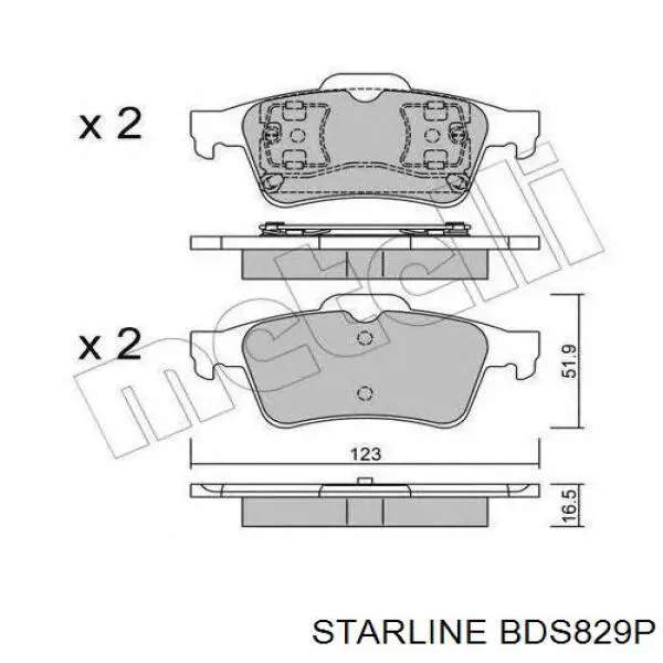 Задні гальмівні колодки BDS829P Starline