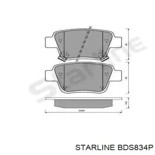 BDS834P Starline Колодки гальмівні задні, дискові