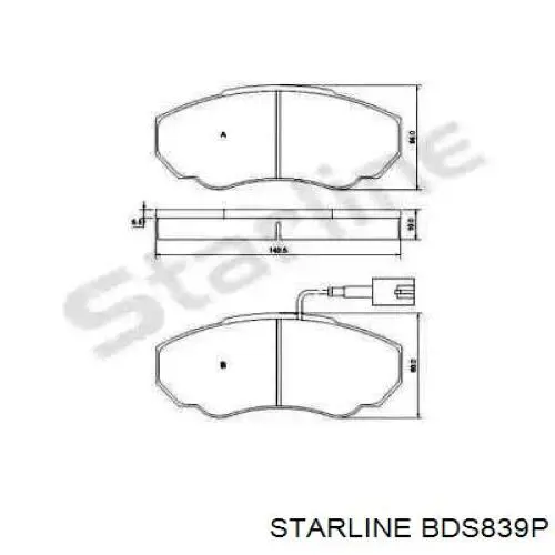 Купити BDS839P Starline Колодки гальмівні передні, дискові
