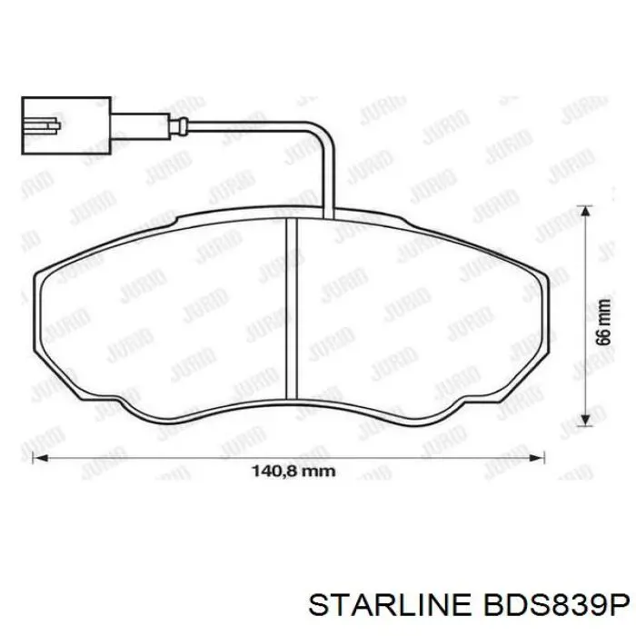 Колодки гальмівні передні, дискові BDS839P Starline