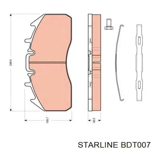 BDT007 Starline колодки гальмівні передні, дискові