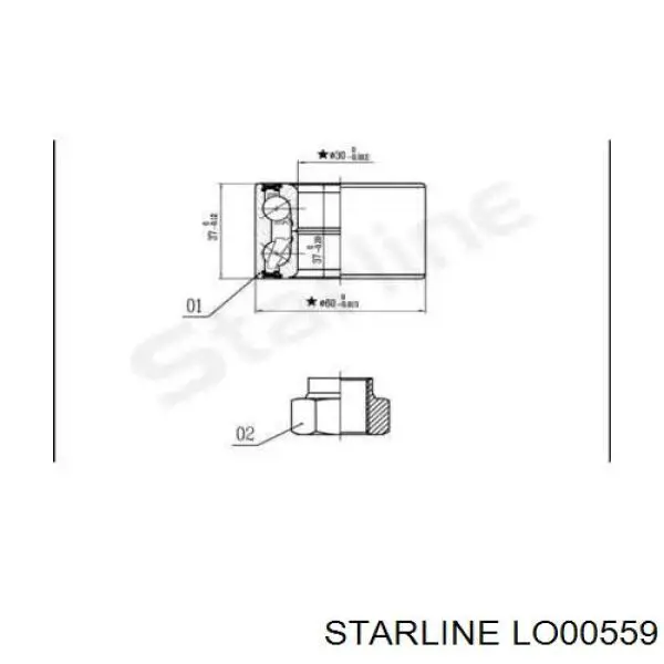 Комплект підшипник маточини передньої Starline LO00559 ціна, від 8.93 USD