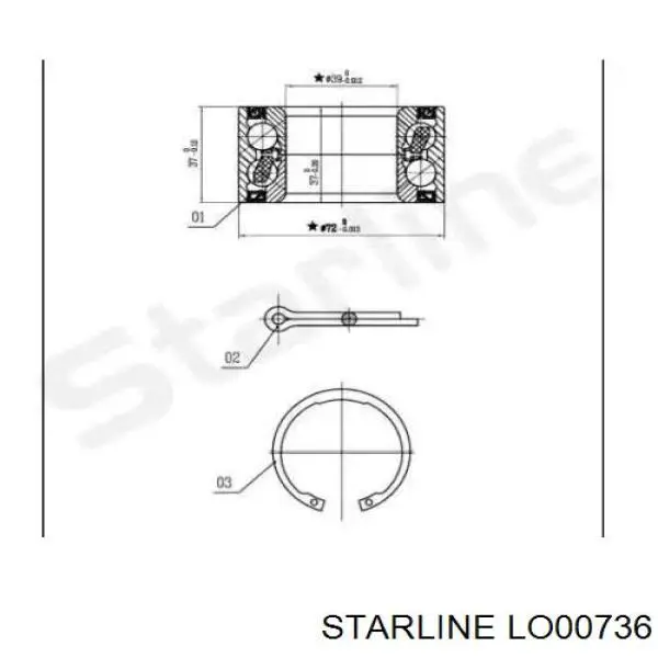 Комплект підшипник маточини передньої Starline LO00736 ціна, від 10.86 USD