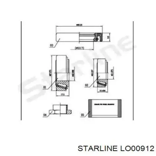 Комплект підшипник маточини передньої Starline LO00912 ціна, від 15.22 USD