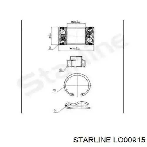 Купити LO00915 Starline Підшипник ступиці передньої