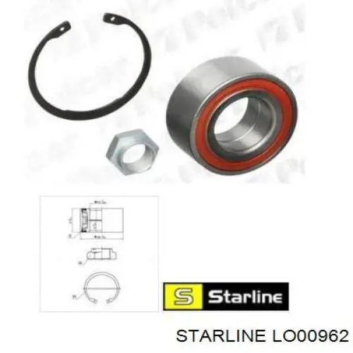Підшипник маточини зовнішній, передньої/задньої Starline LO00962 ціна, від 13.53 USD