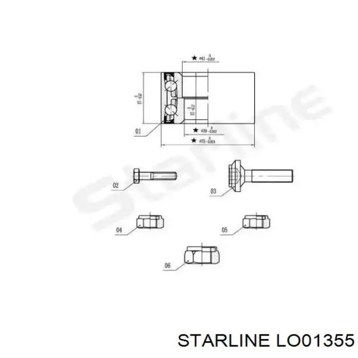 Комплект підшипник маточини передньої Starline LO01355 ціна, від 15.41 USD