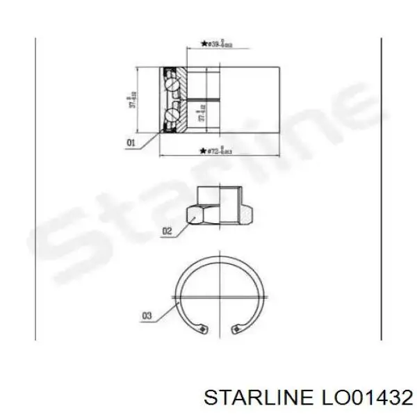 Купити LO01432 Starline Підшипник ступиці передньої