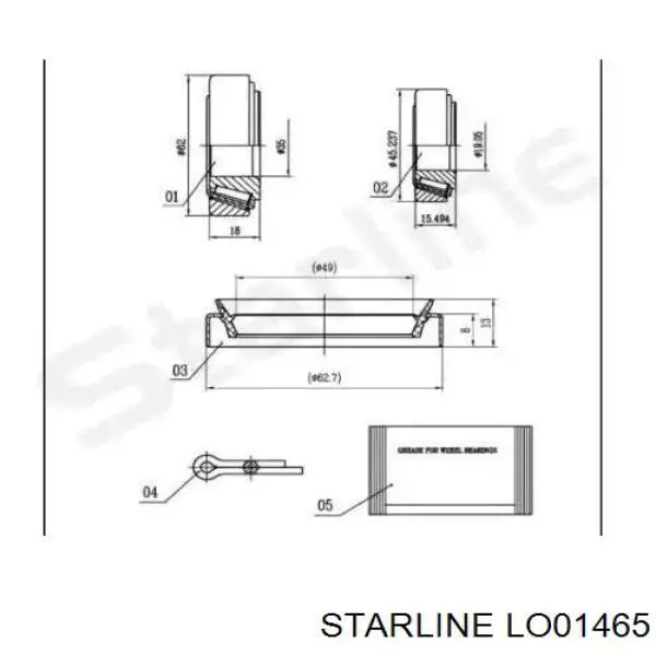 Купити LO01465 Starline Підшипник ступиці передньої