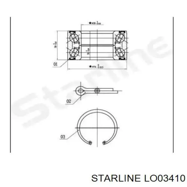 Комплект підшипник маточини передньої Starline LO03410 ціна, від 12.83 USD