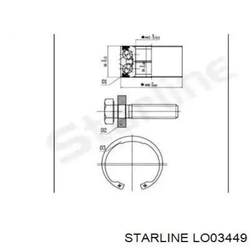 Підшипник маточини передньої LO03449 Starline