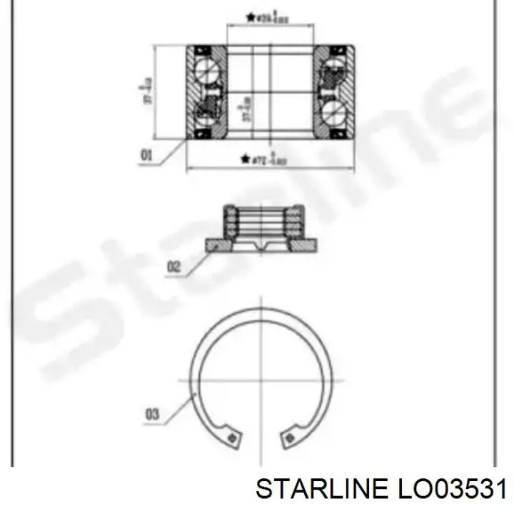 Купити LO03531 Starline Підшипник ступиці передньої