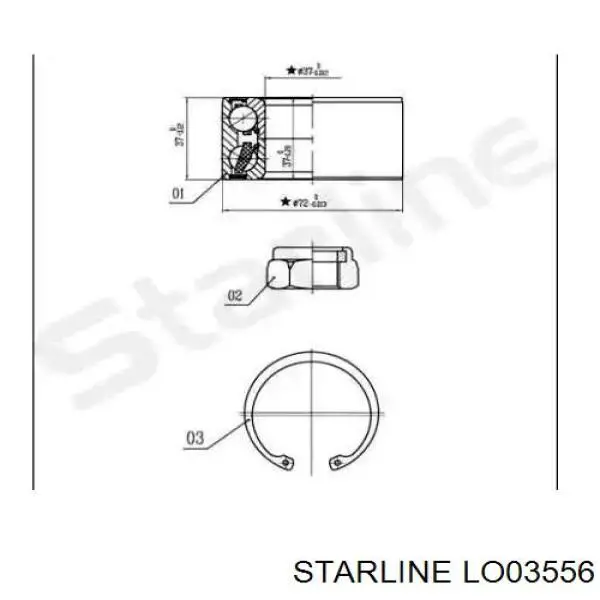 Купити LO03556 Starline Підшипник задньої ступиці