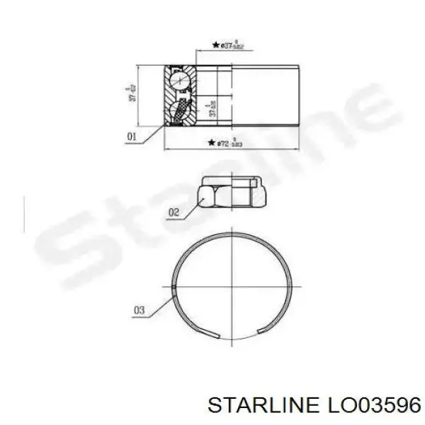 Комплект підшипник маточини передньої Starline LO03596 ціна, від 13.11 USD