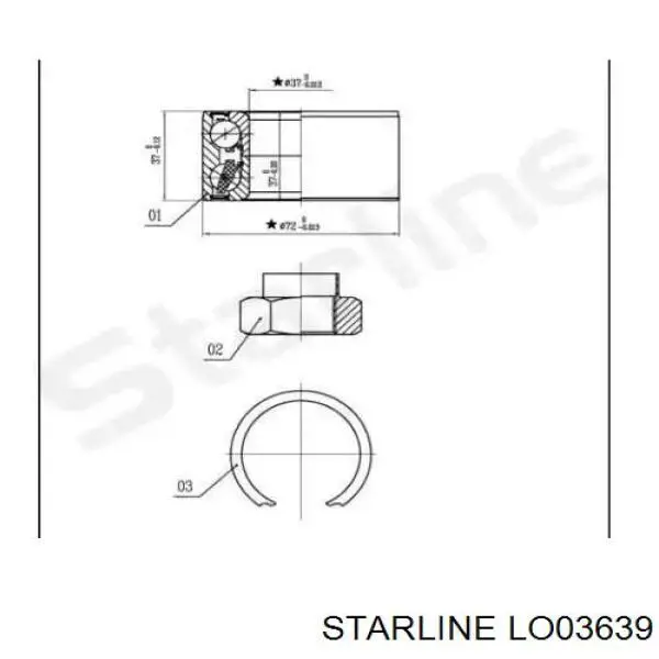 Підшипник задньої ступиці LO03639 Starline