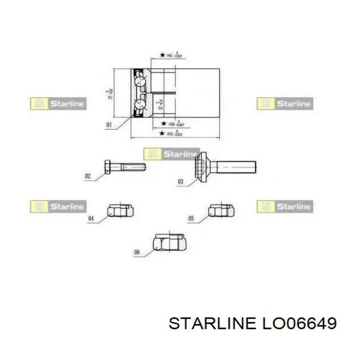 Комплект підшипник маточини передньої Starline LO06649 ціна, від 38.05 USD