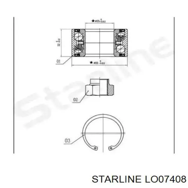 Купити LO07408 Starline Підшипник ступиці передньої