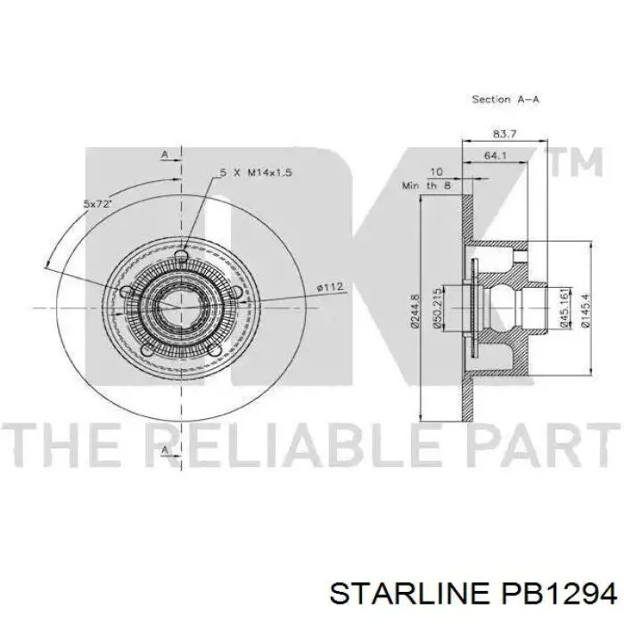 Купити PB1294 Starline Диск заднього гальма