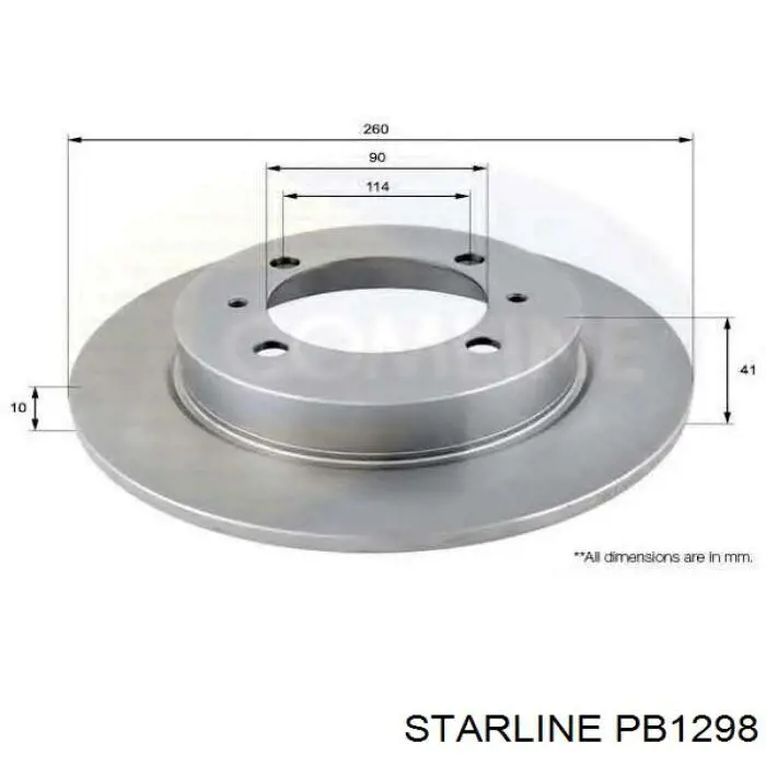Диск гальмівний задній Starline PB1298