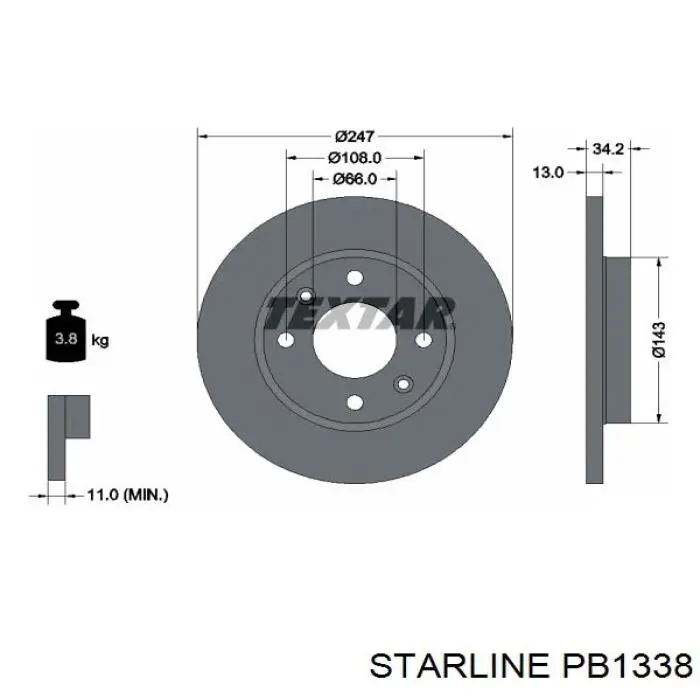 Купити PB1338 Starline Ротор гальмівний