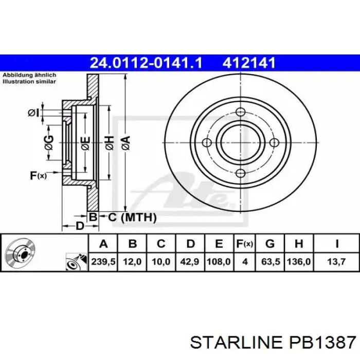 Купити PB1387 Starline Ротор гальмівний