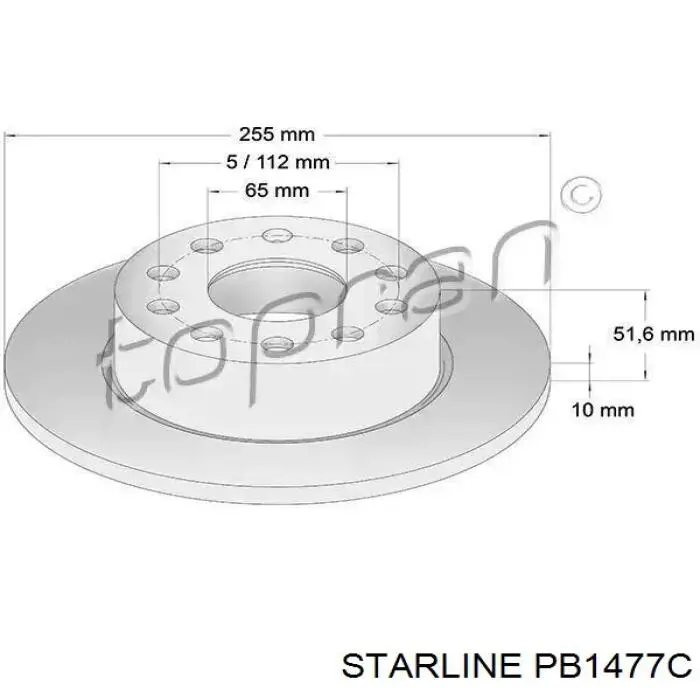 Купити PB1477C Starline Диск заднього гальма