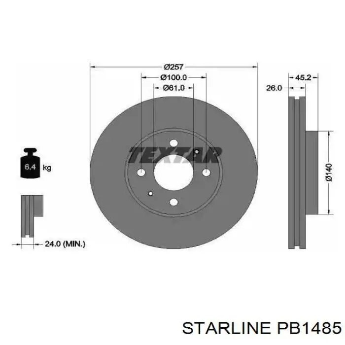PB1485 Starline Гальмо дискове переднє