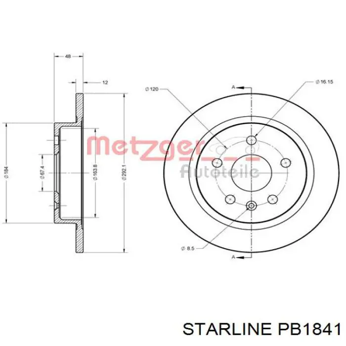 Купити PB1841 Starline Диск заднього гальма