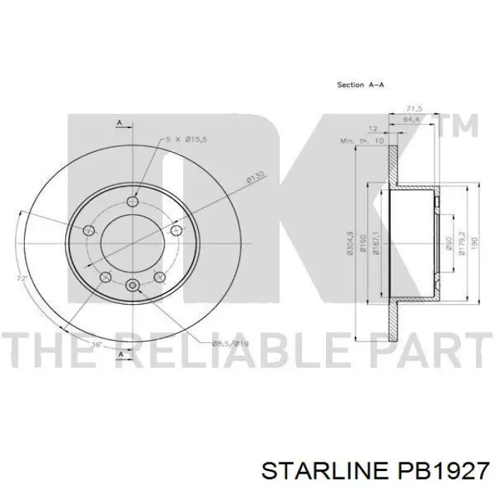 Задні дискові гальма Starline PB1927 ціна, від 34.08 USD
