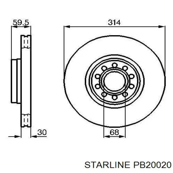 PB20020 Starline диск гальмівний передній