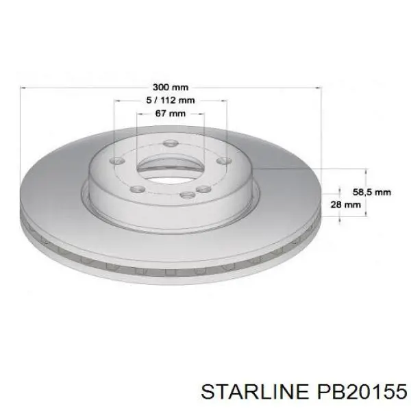 Диск переднього гальма Starline PB20155 ціна, від 36.49 USD