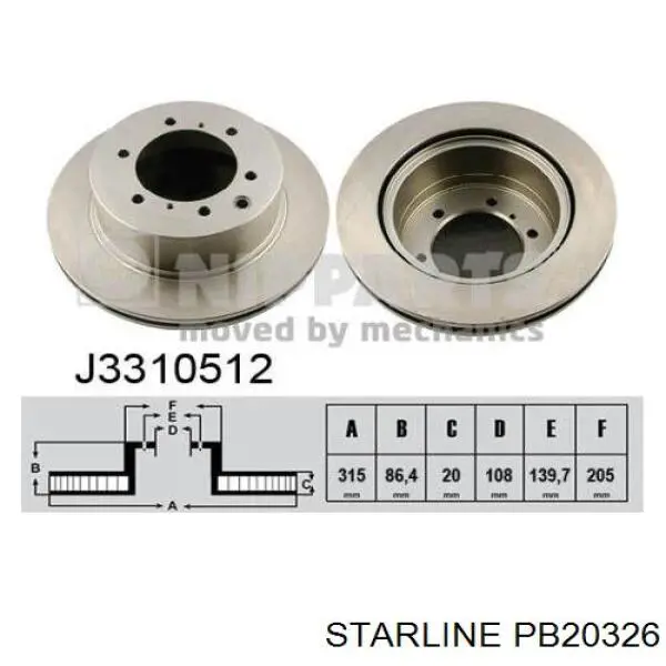 Купити PB20326 Starline Диск заднього гальма