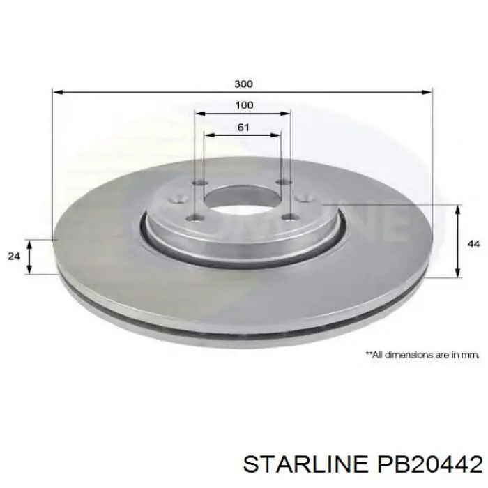 Гальмівні диски передні PB20442 Starline