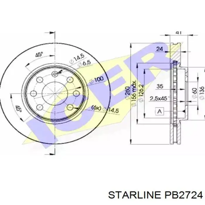 Гальмівні диски передні PB2724 Starline