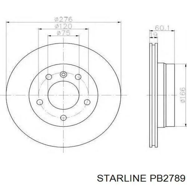 Купити PB2789 Starline Диск заднього гальма