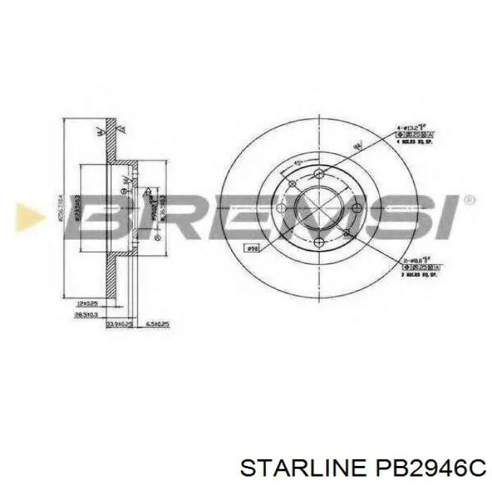 PB2946C Starline Гальмо дискове переднє