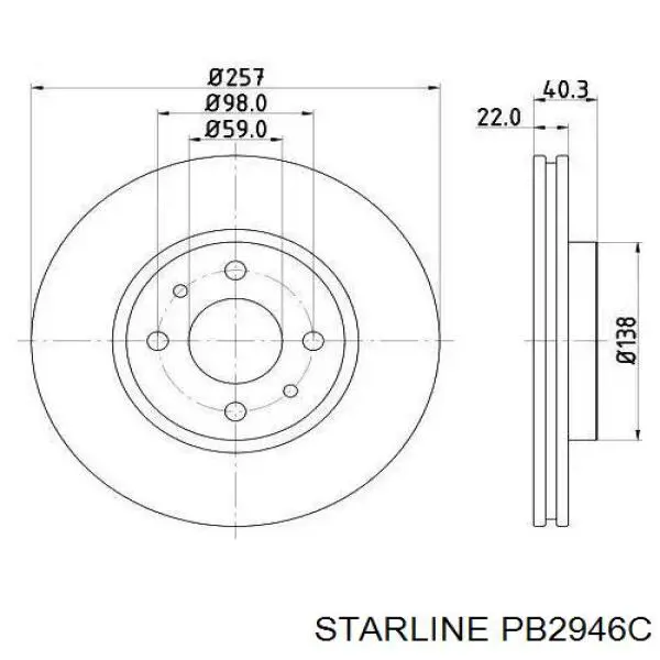 Диск переднього гальма Starline PB2946C ціна, від 25.31 USD