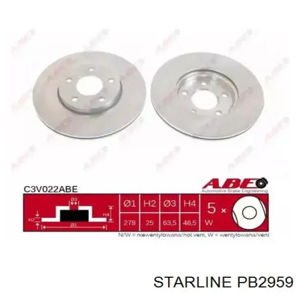 Диск гальмівний передній Starline PB2959