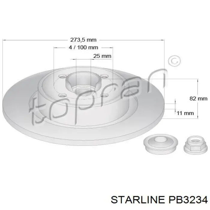 PB3234 Starline диск гальмівний задній