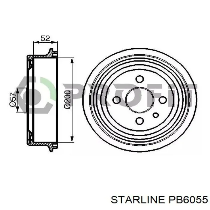 Барабан гальмівний задній PB6055 Starline