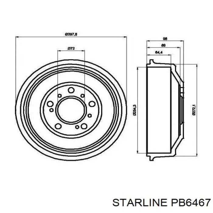 Купити PB6467 Starline Барабан гальмівний задній