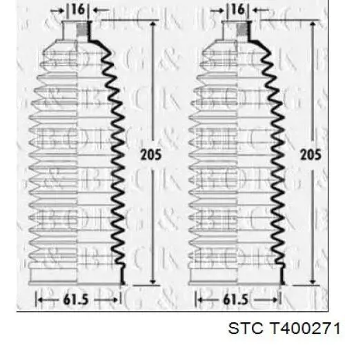 Пильник рульового механізму/рейки T400271 STC