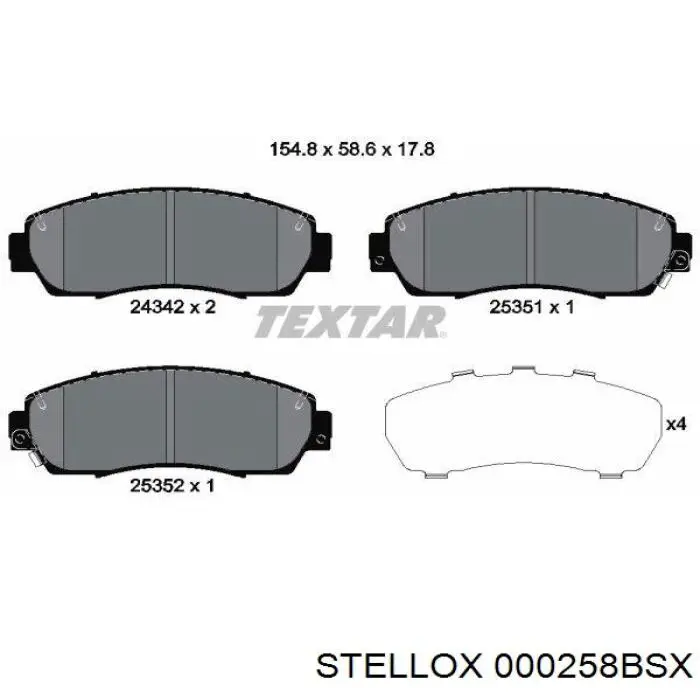 000258BSX Stellox Передні гальмівні колодки
