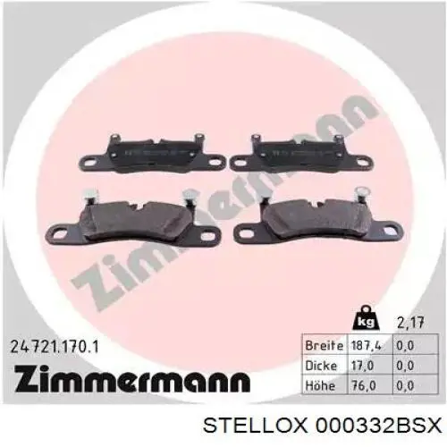 Задні дискові колодки Stellox 000332BSX