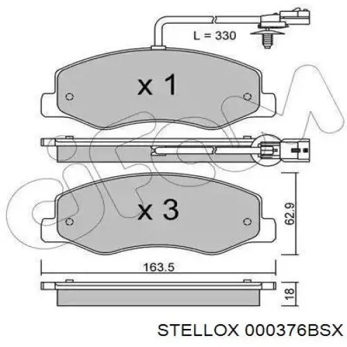Задні гальмівні колодки 000376BSX Stellox