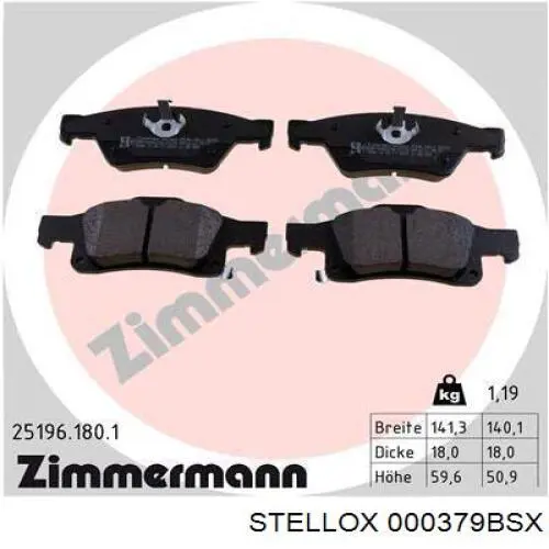 Задні гальмівні колодки Stellox 000379BSX ціна, від 47.91 USD