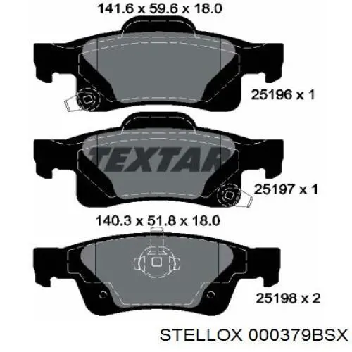 Купити 000379BSX Stellox Задні колодки